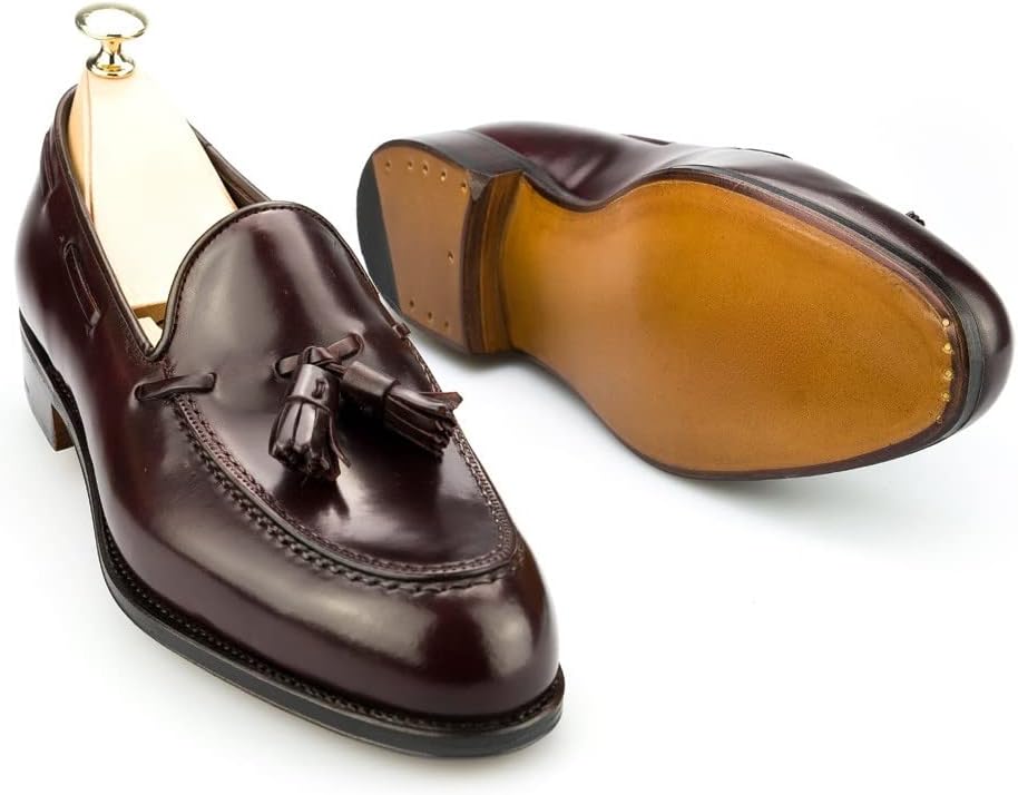 Modesh Rigal Redies Brown Leather Casual Tassel Loafers Goodyear Welted Shoes for Men.