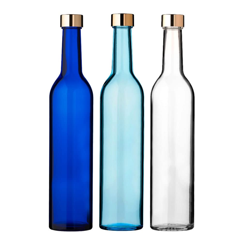 Amazon｜ガラス瓶 ワインボトル スリム 500ml 3色アソート（ブルー