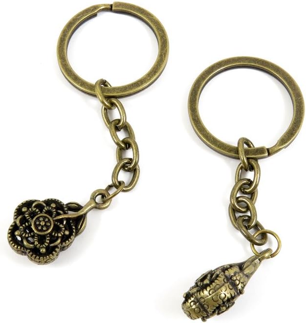 Antique Bronze Keychain Key Chain Tags Keyring Ring Jewelry Making Charms Supplies KC0433 Hollow Flower