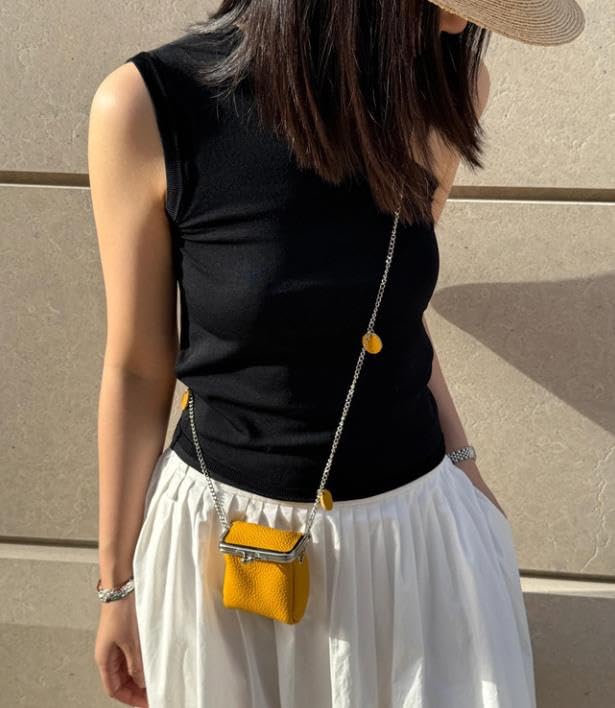 Small Coin Key Purse Mini Crossbody Chain Box Bag Niche Design Cute Leather Versatile Summer (A)3