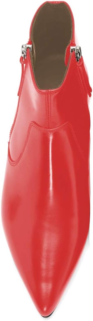 XYD Women's Formal Pointed Closed Toe Flats Ankle Boots Low Heel Booties Office Dress Shoes with Double Side Zippers