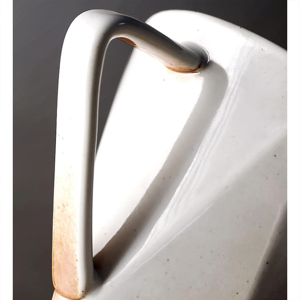 Ceramiczny kubek do kawy, duży prosty retro kubek do herbaty z uchwytem do cappuccino, kubek na mleko unikalny porcelanowy kubek do domu/biura, nadaje się do zmywarki i kuchenki mikrofalowej, wyjątkowy prezent pomarańczowy-295 ml