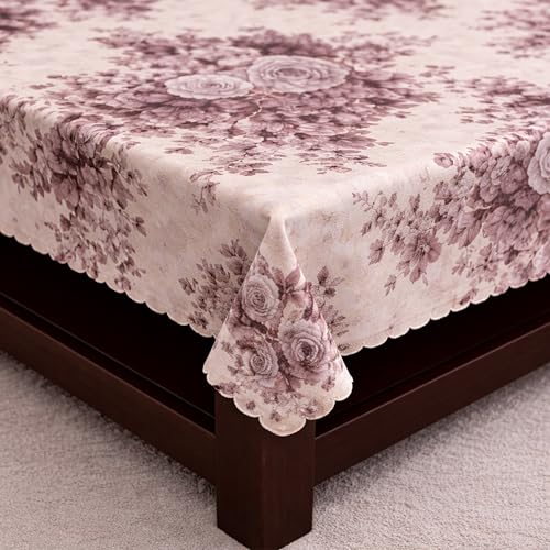 Image of Dakshya Industirs PVC Waterproof Table Cover 36x54 Inch Floral Printed Center Table Cover Washable Plastic Table Sheet Oilproof Dining Table Cover for Coffee Table Living Room Home (Modern Shine)