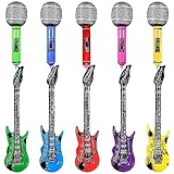 Aufblasbare Gitarren sind 21,6 Zoll lang und aufblasbare Mikrofone sind 9,5 Zoll lang.