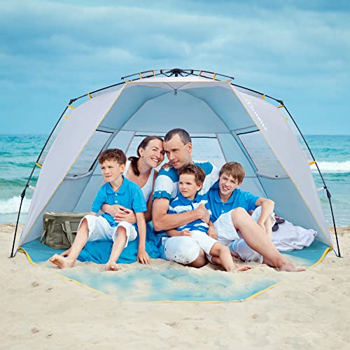 Wolfwise 4-5 Person Easy Up Beach Tent Upf 50+ Portable Instant Sun Shelter Canopy Umbrella With Extended Zippered Porch #TOP1