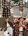 IN'VOLAND Womens Plus Size Flannel Plaid Shirts Long Sleeve Casual Collared Button Down Shirt Loose Blouse Top Brown