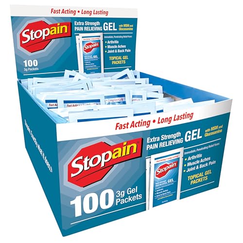 Stopain Pain Relief 3g Gel Packets 100ct 8% Menthol Topical Pain Relief Knee Pain Relief Back Pain Relief and Arthritis Pain Relief Perfect for Workplace First Aid Cabinets Made in USA