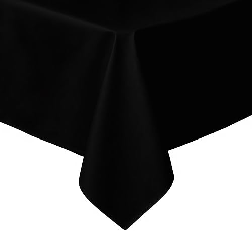Mantel rectangular de microfibra lavable en negro, mantel decorativo de poliéster para mesa, mantel limpiable para decoración de