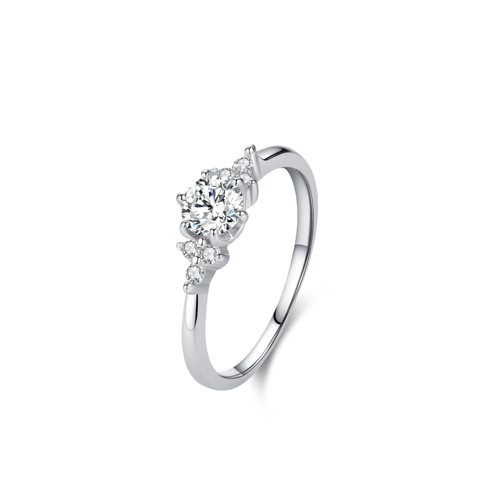 Anillo para mujer, diamante cultivado en laboratorio de 0,5 ct, anillo de compromiso, oro blanco, elegante, anillo de boda, anillo de aniversario para mujer