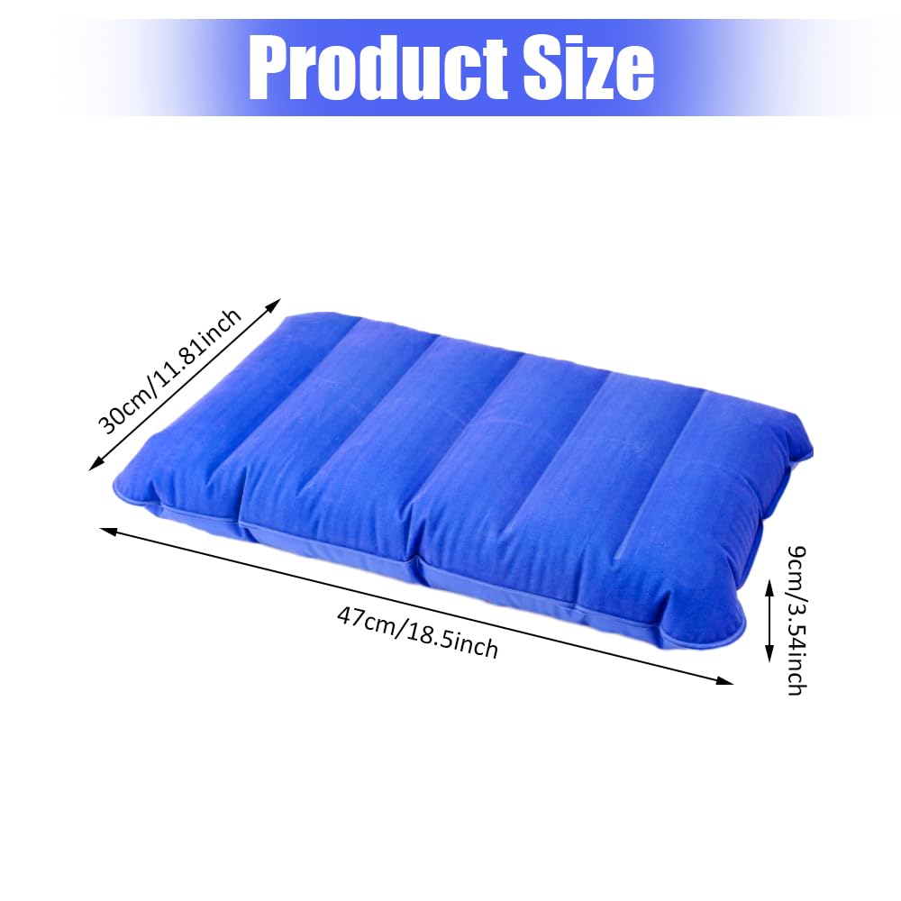 Almohada Hinchable Playa 30x47cm Inflable Ultraligera Impermeable Portátil Cojín (Gris, Azul)