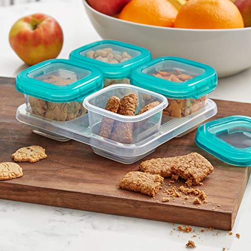 OXOtot Conjunto De Potes Em Plástico Para Armazenar Com Tampa E Bandeja 4 X 180 Ml