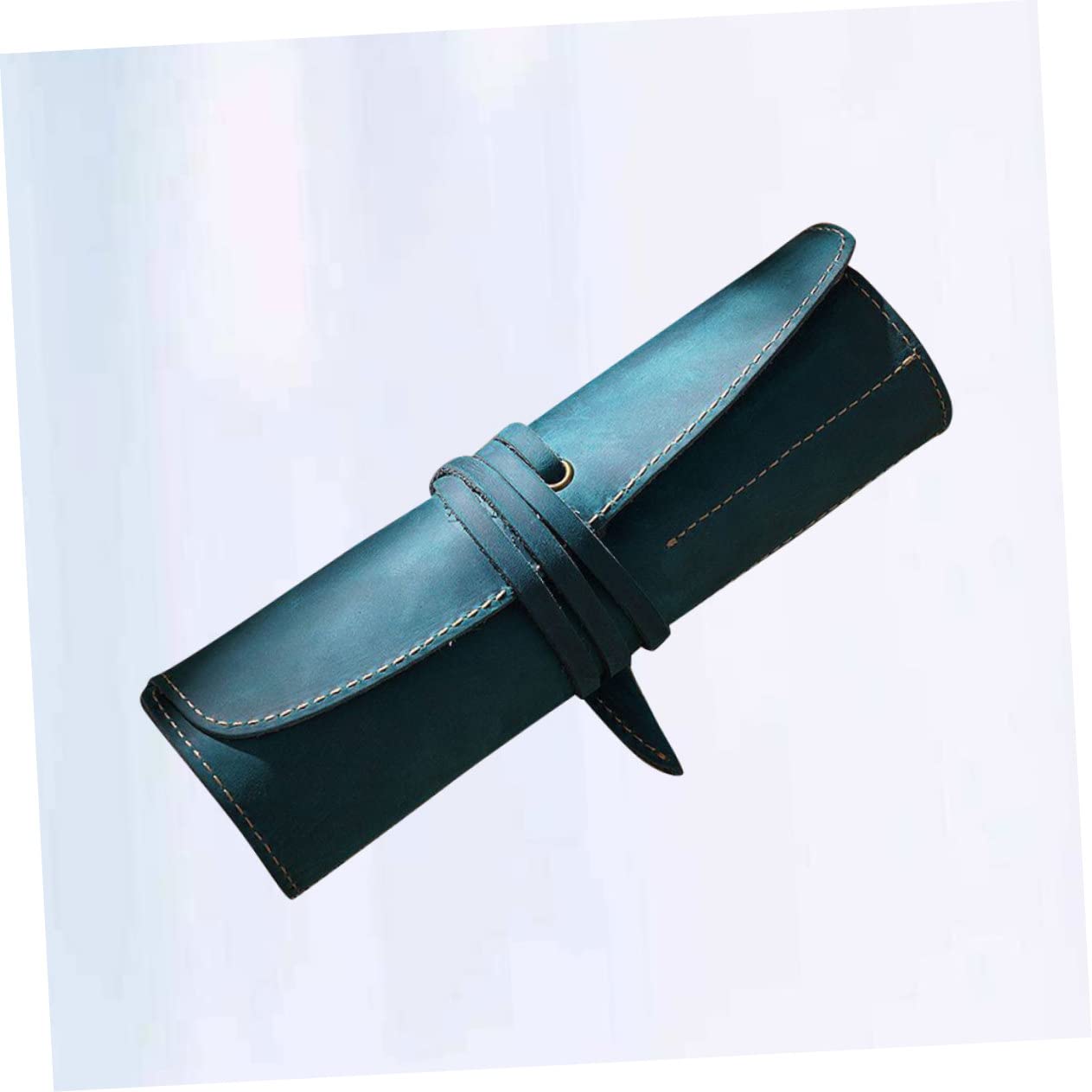 Estuche para Lápices de Cuero Azul Estilo Vintage Retro