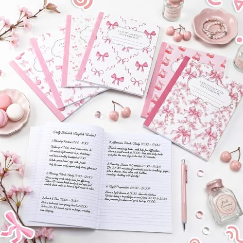 Cuadernos de composición rosa de 110 páginas rayadas para estudiantes 4