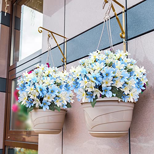 Guagb 6 Bundles Artificial Lily Silk Flowers Fake Faux Bouquet Lillies Arrangements For Outdoor Indoor Home Wedding Party Vase Decor (Blue) #TOP2