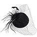 Wheebo Fascinator Hat Flower Feather Mesh Net Veil Party Halloween Funeral Hats for Women Girls (D-Black)