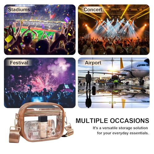 Image of Fibrdoo Clear Bag Stadium Approved, Leather Clear Crossbody Purse Bag for Concerts Sports Events Festivals