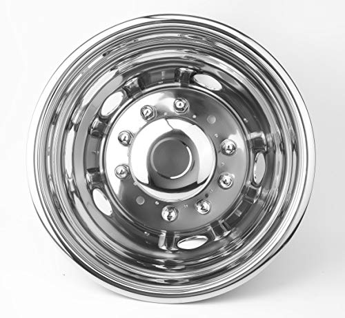 Image of 4pcs 19.5 inch Stainless Steel Polished Dually Wheel Simulators | for 2012-2025 Dodge Ram 4500 /5500,10 Lug 5 Hand Bolt On, Hub Caps with Bolt Kit, Front Rear
