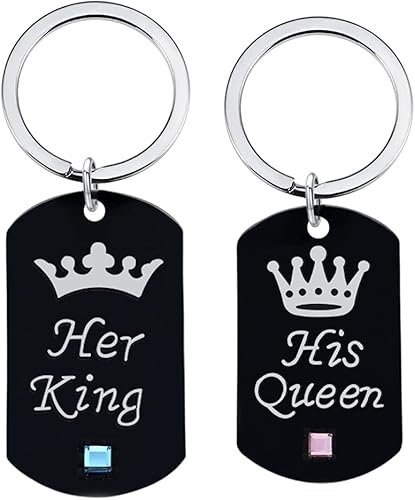 Regalos para pareja, novio, novia, aniversario, cumpleaños, regalos para parejas, para ella, rey, su reina, llaveros a juego para parejas, regalos