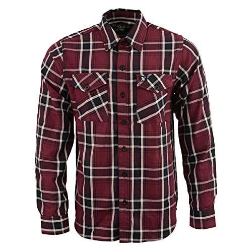 Milwaukee Leather MNG11640 Men's Flannel Plaid Shirt Maroon Black and White Long Sleeve Cotton Button Down Shirt3