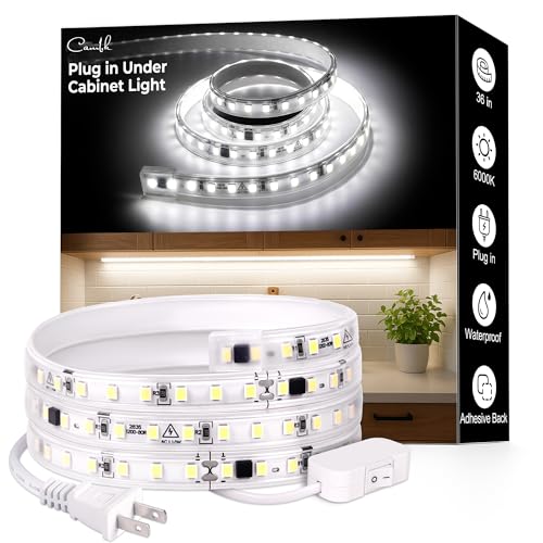 36inch Plug in Under Cabinet Lighting Strip for Kitchen, 120V Bright LED Under...