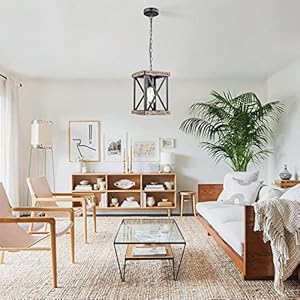 Farmhouse Pendant Light, Adjustable Metal and Wood Chandelier Light Fixture, Rustic Pendant Lighting for Kitchen Island, Bedroom, Dining Room and Entryway (Brown) Farmhouse Pendant Light Adjustable Metal and Wood Chandelier Light Fixture Rustic Pendant Lighting for Kitchen Island Bedroom Dining Room and Entryway Brown