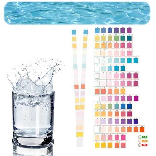 50x 16-in-1 Wasserteststreifen, Trinkwasser Teststreifen für Trinkwasserqualität, Wasserhärte, pH-Wert, Schnelltest für Leitungswasser, Schnelle Analyse der Wasserqualität für Zuhause