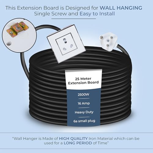 Image of Extension Board Heavy Duty Multi Socket 15A /16A /20A (2500 Watts 6A Small Plug, 25 Meter)