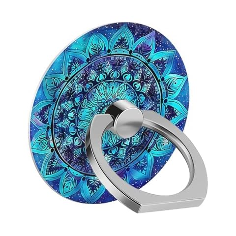 Goodsprout Phone Ring for iPhone Grip Mandala Flower Blue Bohemian Pattern Holder Kickstand for Cell Phone Tablet Case Accessories Finger Ring Stand Cover