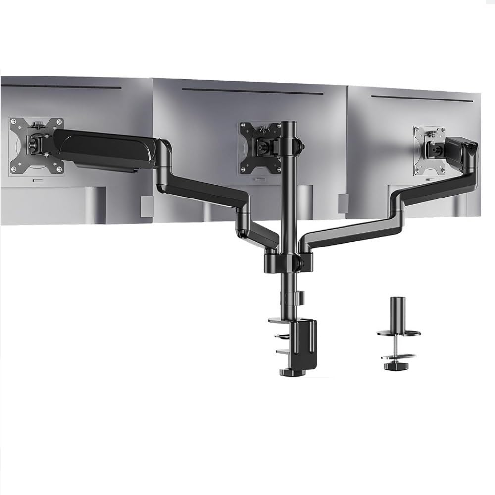 SaryEdge Height - Adjustable Monitor Stand Arm Triple Arm Computer Monitor Stand Desktop Mount for 27 inch Screens with Advanced Gas Spring Arms Wall -Mounted,
