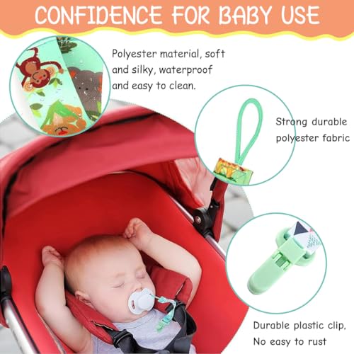 Image of SNOWIE SOFT 5pcs Anti Lost Pacifier Chain Clip for Toddlers Cartoon Fabric Pacifier Clip Strap for Soother, Teether, Toy, Pacifiers Anti Lost Baby Pacifiers Attaching Strap