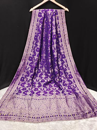 TRENDMALLS Women's Banarasi Silk Ethnic Motiff Design Dupatta (D08-Purple)4