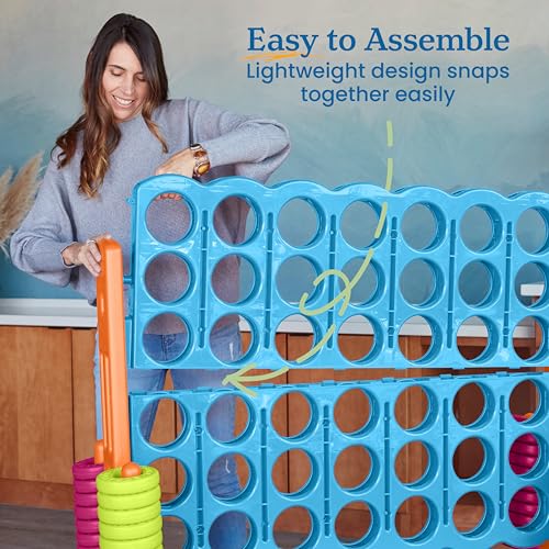 Image of ECR4Kids Jumbo 4-to-Score Giant Game with 42 Rings and Reset Sliders, Kids Games, Vibrant