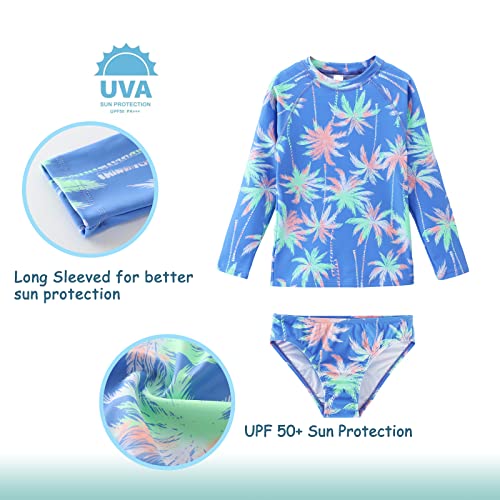 Image of Girls Long Sleeve Rash Guard Set Tie Dye Bathing Suits Two Piece Swimsuits for Kids Swim Shirts 3-16 Years