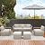 HOMREST 6 Pieces Patio Furniture Set, Outdoor Sectional Conversation Rattan Sofa Set with Ottoman and Outdoor Side Coffee Table for Garden, Porch, Backyard (Light Gray)