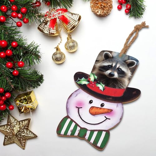 Petit visage de raton laveur en bois à offrir pour une déco de Noël - 5