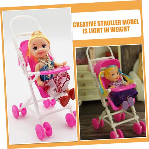 WOONEKY 3 Stück Teiliges Puppenwagen für Beweglicher Puppenbuggy aus Sicherem für Rollenspiele und Puppenhaus Dekoration für Jungen und Mädchen – Bild 8