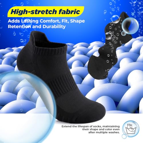 Image of TANSTC Athletic Running Ankle Socks,6Pairs Cushioned Low Cut Anti-Blister Tab Sports Sock Men Women