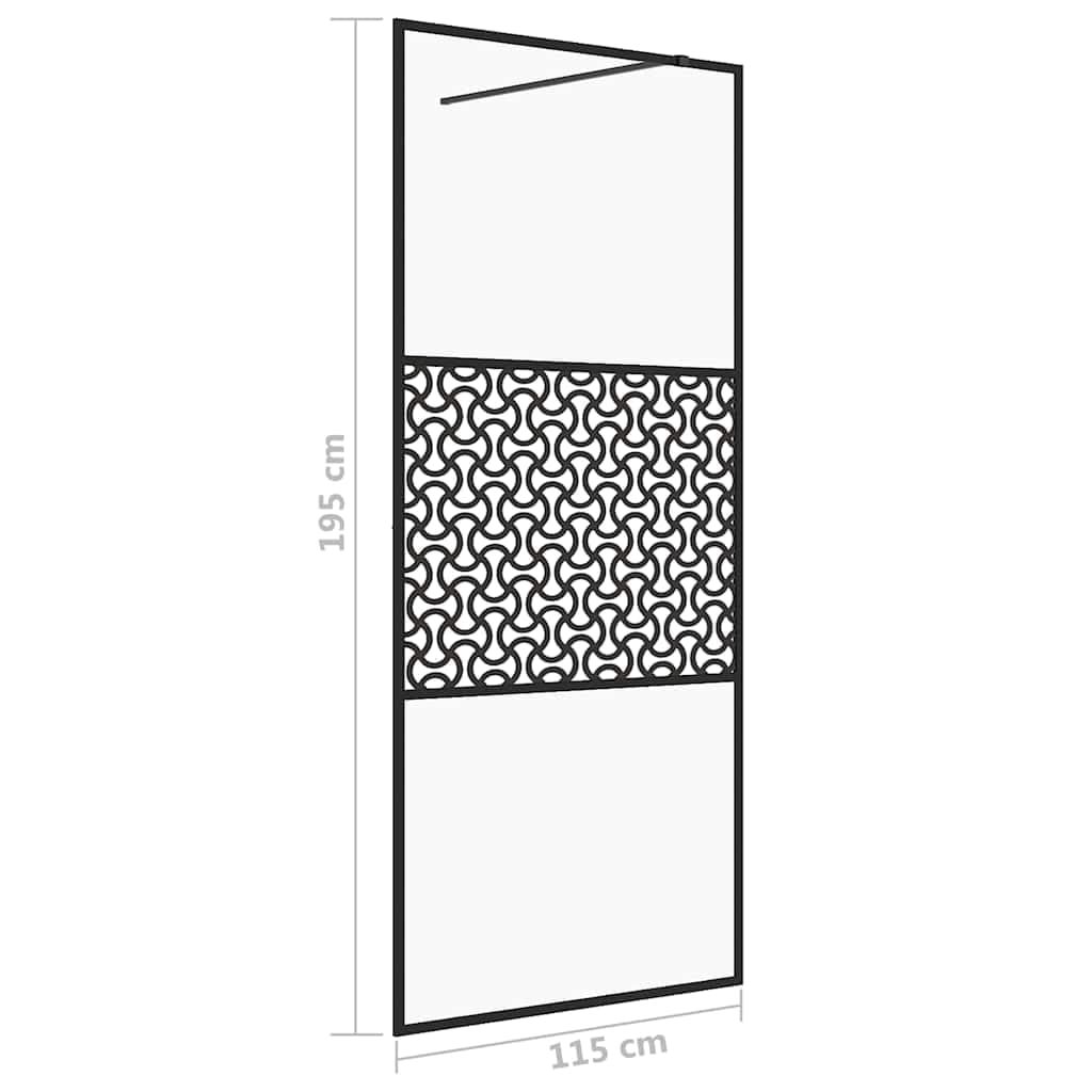 Mampara de ducha de cristal templado transparente de 5 mm, perfil de aluminio ajustable, 115 x 195 cm, incluye barra de apoyo de 100 cm, protección contra salpicaduras para baño