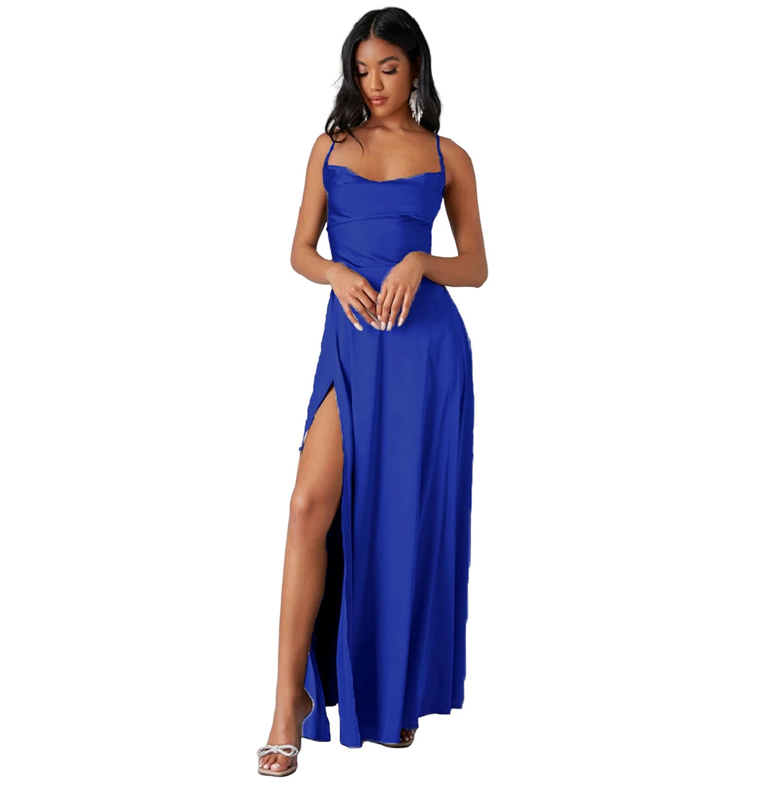Vestido de verano para mujer, sin mangas, con abertura lateral, falda de noche, elegante, acampanada, casual, ajustado, cintura alta, HUTALIM
