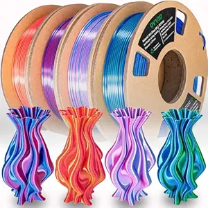 OVV3D 3D Printer Filament, PLA Filament 1.75mm Bundle, Dual Color Filament, Coextrusion 3D Filament, Silk PLA Color Change Every Inch, 3D Printing Filament +/-0.02mm, 200g X 4 Spool