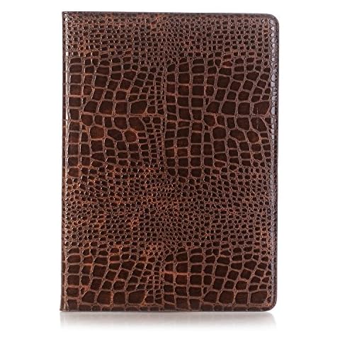 iPad Pro 12.9 inch 2017/2015 (1st and 2nd Gen) Case for Women, DMaos Crocodile Synthetic Leather Stand Folio Smart Cover, Auto Sleep/Wake, Document Card Holder - Brown Cover
