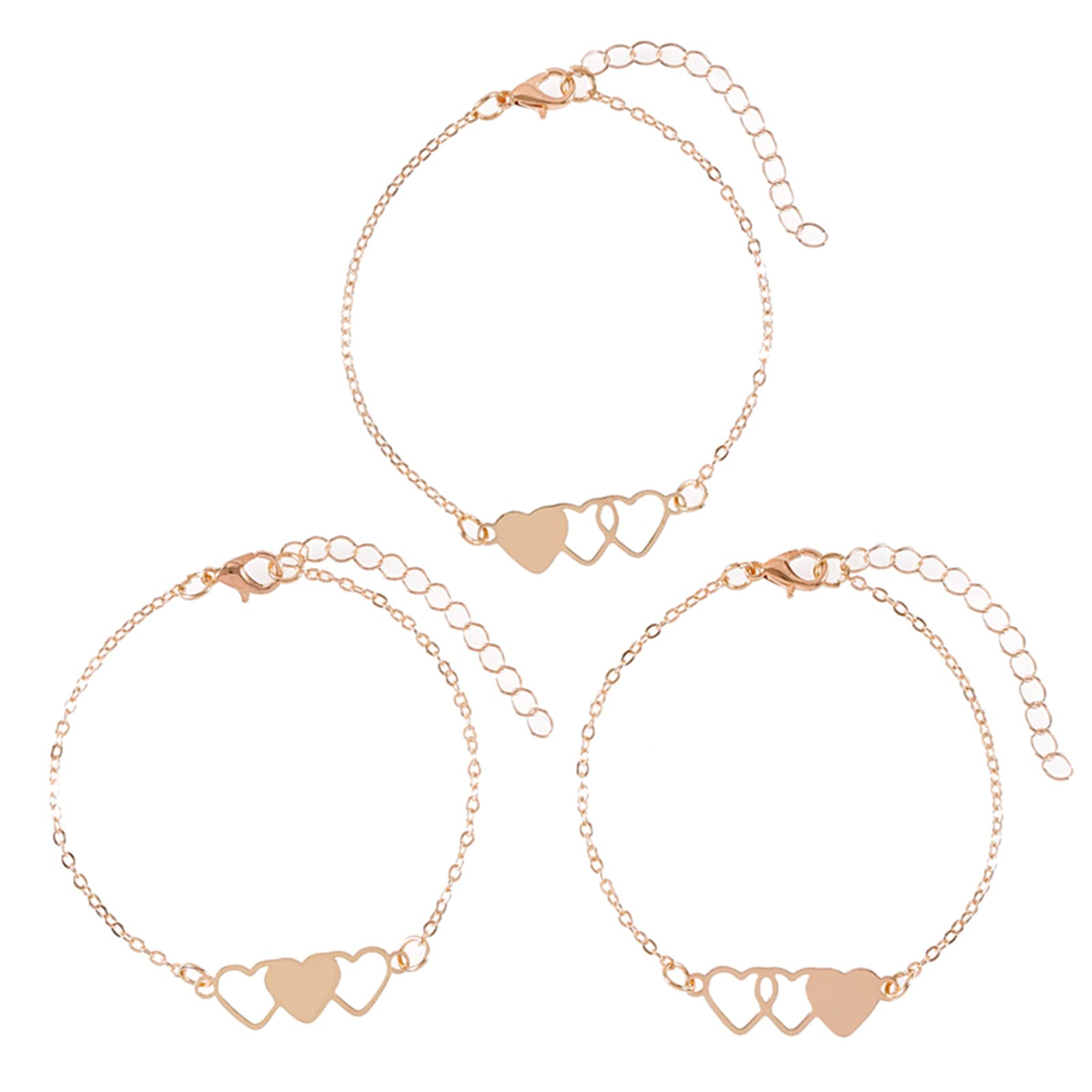 Maxtonser 3Pieces Promise Matching Relationship Bracelets Sister Heart Bracelets Jewelry Gifts for Women Twin Daughters Family