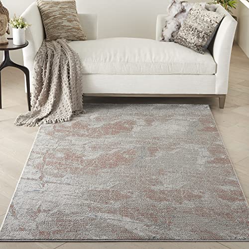 Nourison - Alfombra rústica con texturas para sala de estar, diseño pintoresco, suave, sedosa, para dormitorio (RUS15, gris claro, óxido, tamaño mediano, 120 x 180 cm (4 x 5 pies 11 pulgadas) Cover