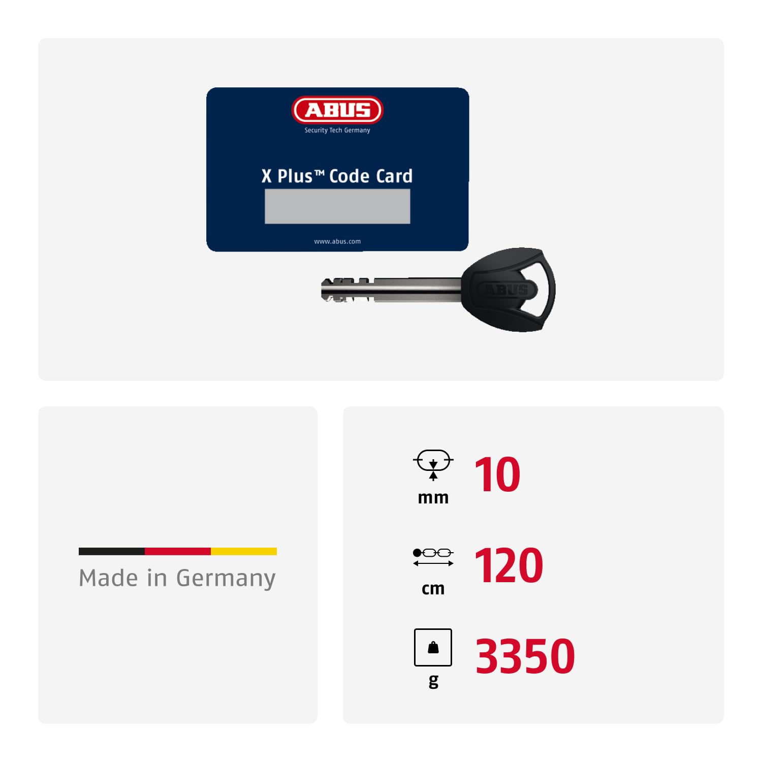 ABUS Schloss-Ketten-Kombi - Granit Power XS 67/105HB50 + 10KS120 black loop - Motorradschloss mit ABUS-Sicherheitslevel 16 - Rot