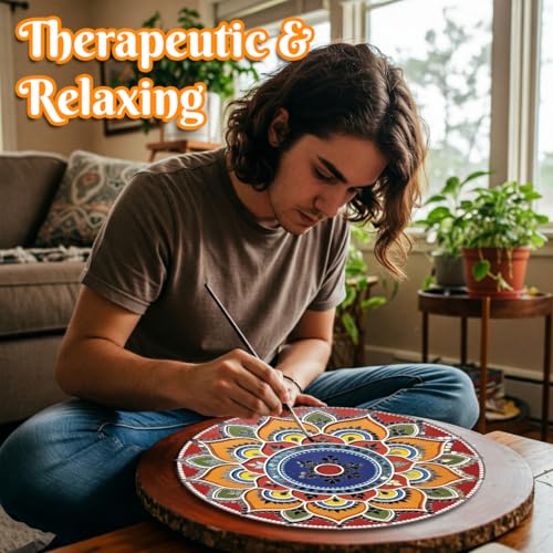 Image of iCraft Mindful Mandala Art Kit for Adults & Teens - 6 DIY Projects, 12 inch Canvas, Mirror, Coasters & More - Therapeutic Craft Gift, Multicolor