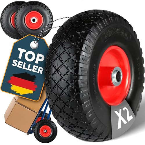FROSAL Ersatzrad 260×80 mm 2 Stück pannensicheres PU-Rad mit Stahlfelge zentrische Nabe Ø20×75 mm für Bollerwagen Sackkarre & Transportkarre wartungsfrei & langlebig