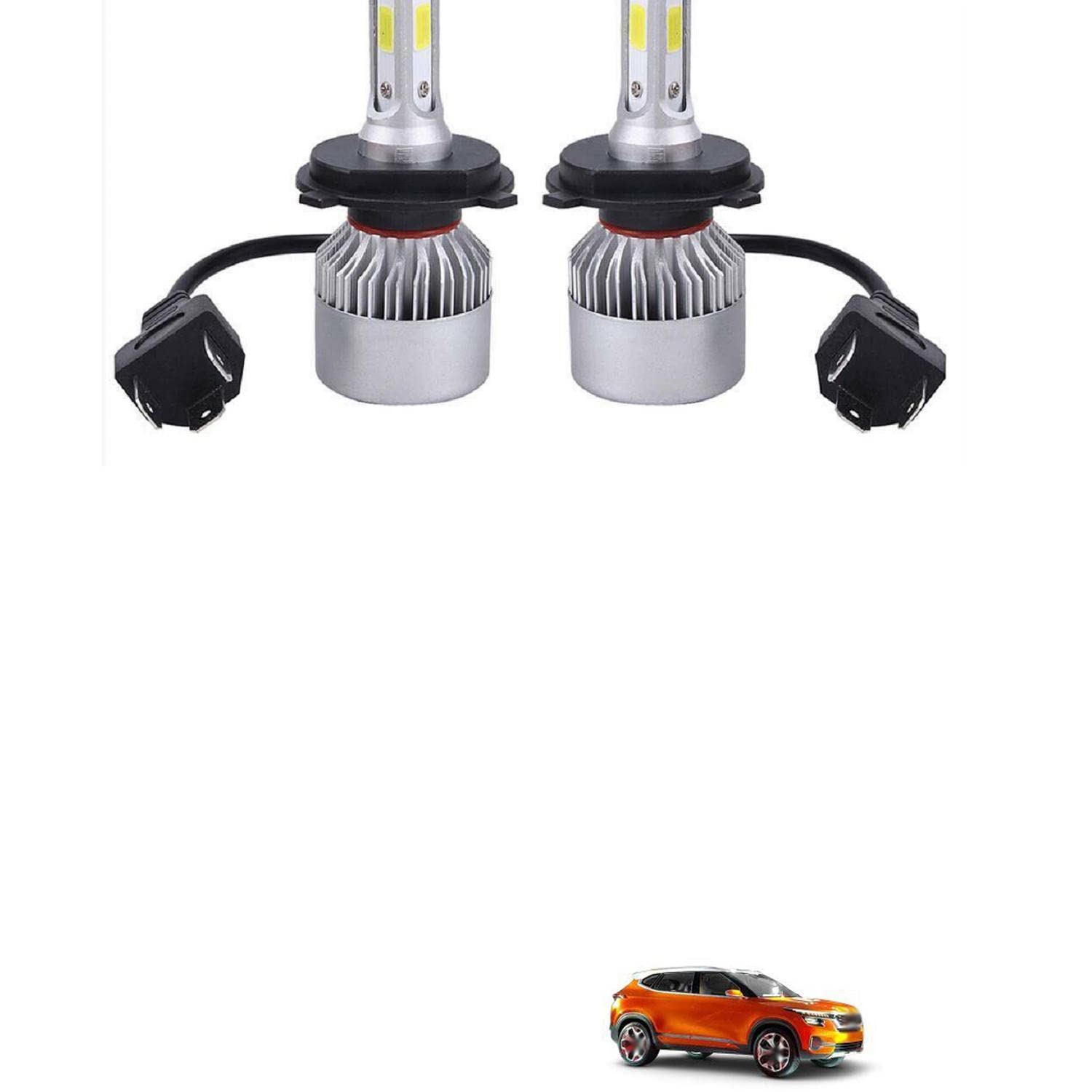 XZRTZ H4 9003 HB2 LED Headlight Bulbs, Headlights Light High Low Beam, 3 Side COB Chip Led Replacement Super Bright, Pack of 2 Compatible With K-ia S-P C-oncept