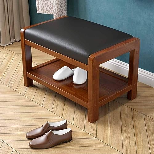 Repose-pieds ottoman change banc à chaussures et étagère de rangement de 55cm
