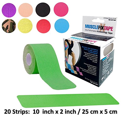 Green MUSCLE FIX Kinesiology Recovery Sports Athletic Injury Therapeutic Support Tape Precut PRO