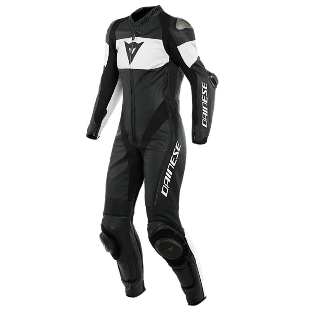 Dainese Imatra 1-Teiler Perforierte Damen Motorrad Lederkombi (Black/White,40)